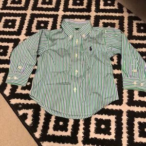 Ralph Lauren Blue Green White Striped Shirt